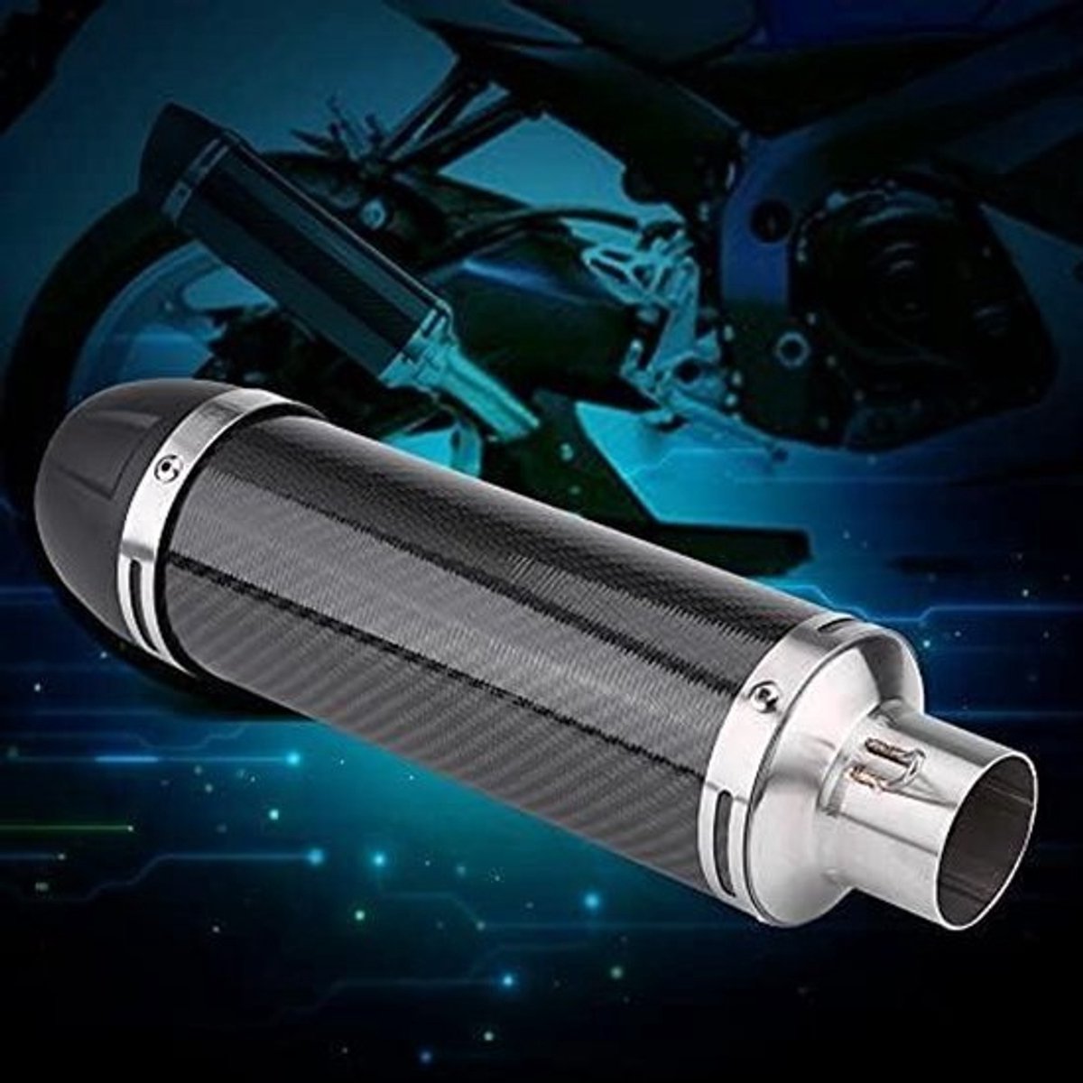 Universele motorfietsuitlaatpijp - RVS gemodificeerde koolstofvezel - 51mm met DB Killer - Motorfiets - dual muffler kit - Stijlvol - efficiënt uitlaatsysteem