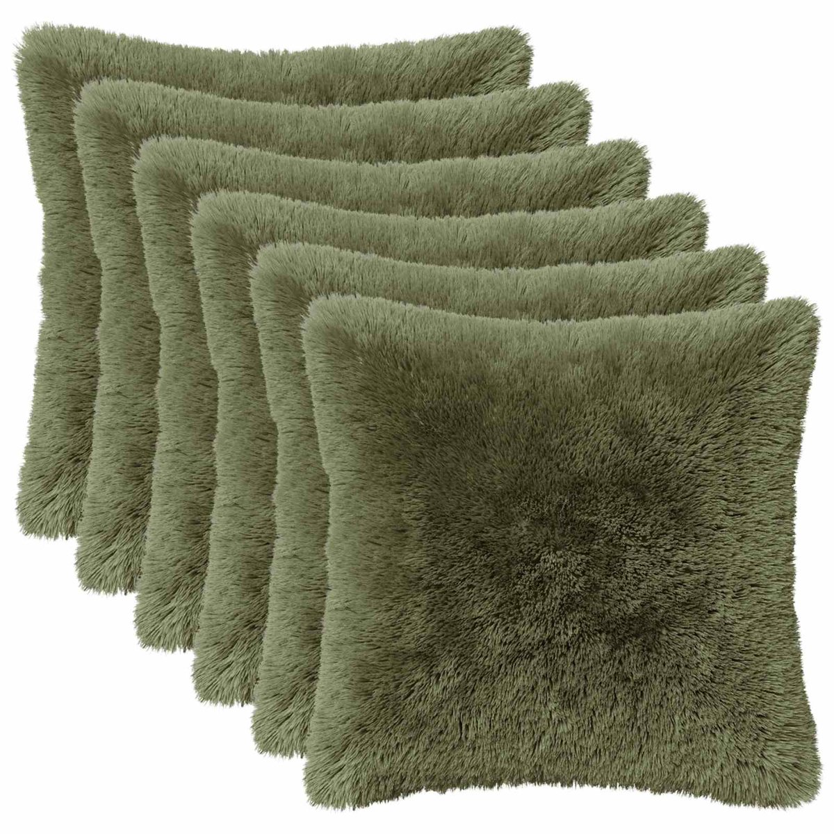 vidaXL Dekenkussen - 6 - st - HEERLEN - Groen - 30 - x - 30 - cm - PV - Fleece