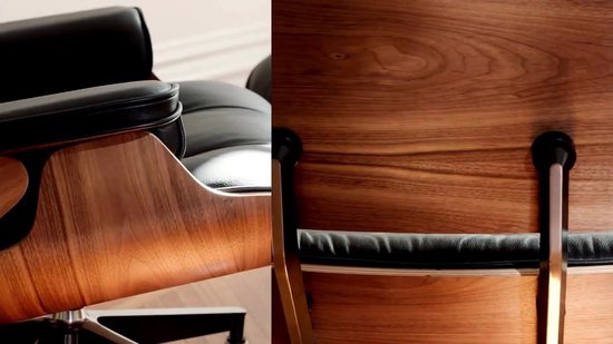 Fauteuil + Hocker - Lounge Stoel - Zwart - Relaxfauteuil - Stoel - Hout - Chaise longue - Lounge Chair - Zetel