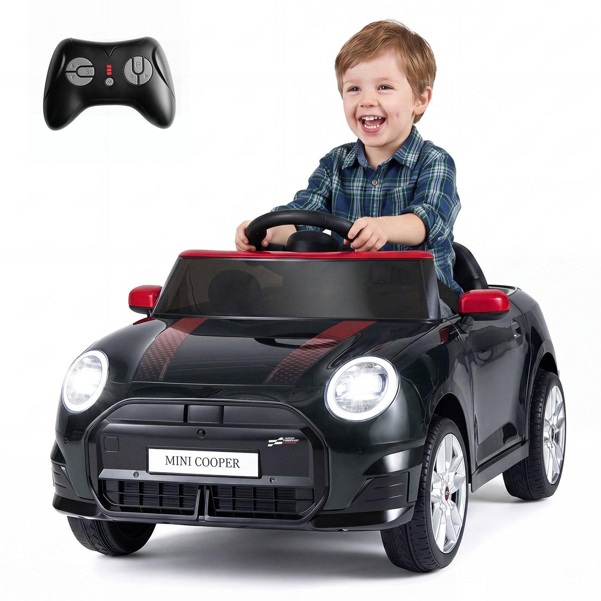 COSTWAY Kinderauto 12 V in BMW mini-design, elektrische auto voor kinderen (zwart)