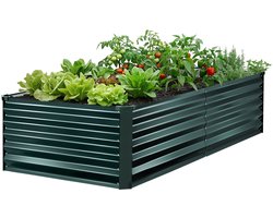 VEVOR Verhoogd Tuinbed, Metaal, 203x102x46 cm, Rechthoekig Tuinbed, Plantenbakset voor Buiten, Groentebed met Handschoenen, Bloembed, Plantbed voor Bloemen en Groenten, Donkergroen