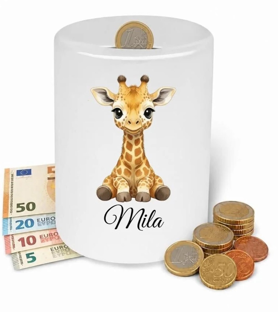 Spaarpot giraff - gepersonaliseerd - met eigen naam - babykamer - kinderkamer - kraam cadeau - verjaardagscadeau