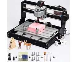 Klarven® Laser Graveermachine Zwart - 3-assig GRBL-gestuurd - Graveren op Hout, Acryl, PVC en Aluminium - Bouwpakket, Werkbereik 40 x 40 cm