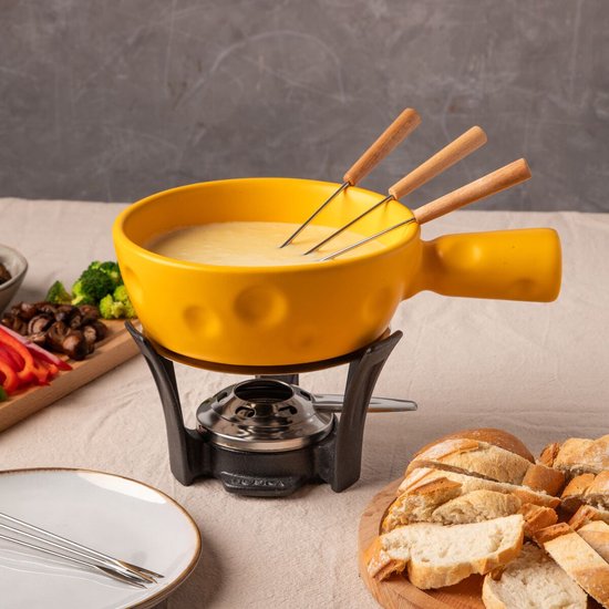 Boska Fondueset Super Cheesy - Kaasvormige Fonduepan - Vaatwasserbestendig - Geel - 1,3 L van Boska — afbeelding 3