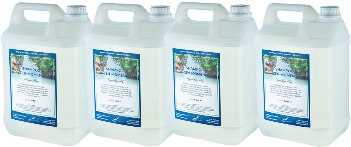 Claudius Shampoo Zen moment - 5 liter - set van 4 stuks - Navulling - Voordeelverpakking - Haarverzorging