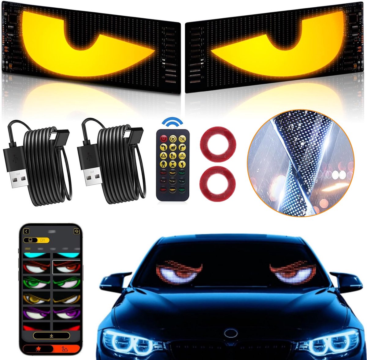 Devil Eyes-Verlichting - Flexibel Full-Color Dynamisch Led-Display - Programmeerbare 'devil Eyes'-Lamp - Voor Vrachtwagens