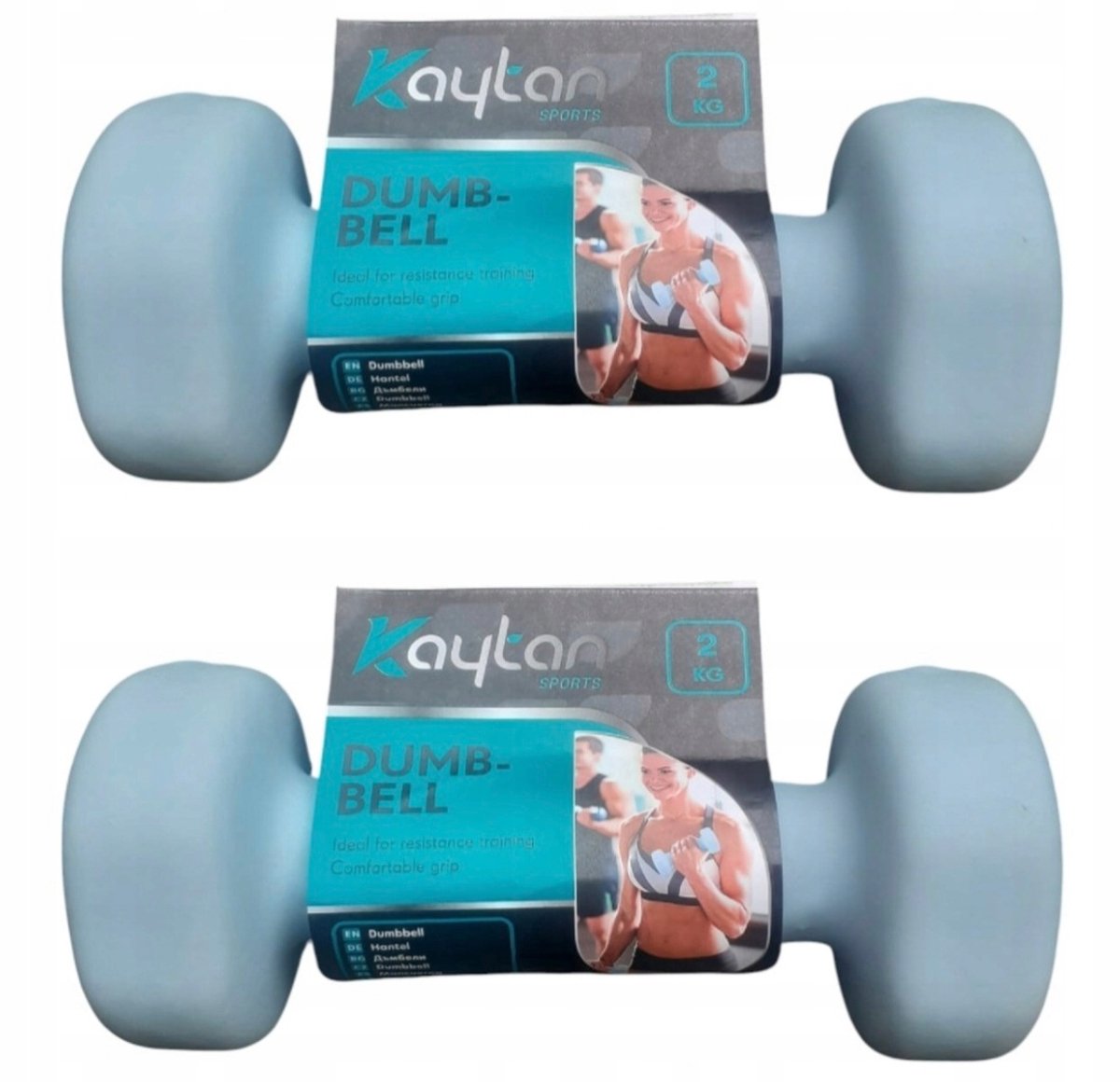 Set van 2x 2kg Halters - Gecoat met Rubber voor Fitness