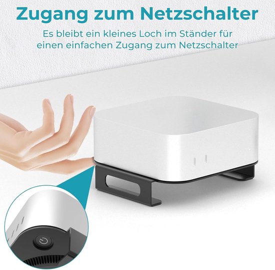 Metaalhouder voor Mac mini M4 en M4 Pro - Deskstand met knoppenvergrendeling, ventilatie en pennenhouder voor optimale organisatie en gebruiksgemak — afbeelding 2