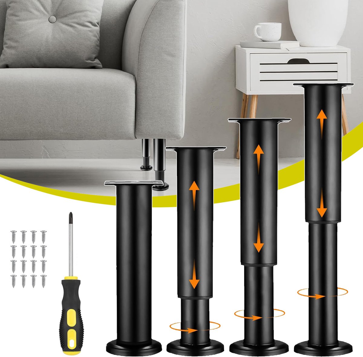 4 Robuuste Verstelbare Meubelpoten - 18-30cm Metalen Kastpoten - Vervangende Steunpoten Voor Bank Tafel En Stoel