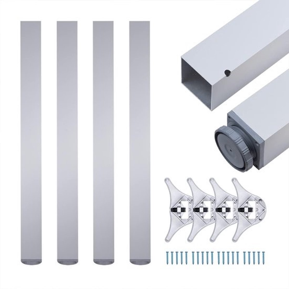 In hoogte verstelbare tafelpoten - Aluminium - Vierkant, set van 4
