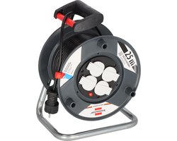 Brennenstuhl Garant E Kabelhaspel (25 m kabel in zwart, van speciaal kunststof, voor gebruik binnenshuis, Made in Germany)