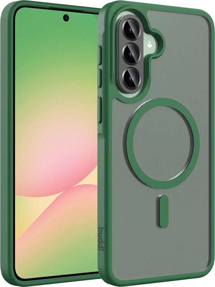 Buddi Frost Hoesje Geschikt voor Samsung Galaxy A37 / A56 / A36 - Mat Groen - MagSafe Back Cover - Matchende kleur - Shockproof - Slank