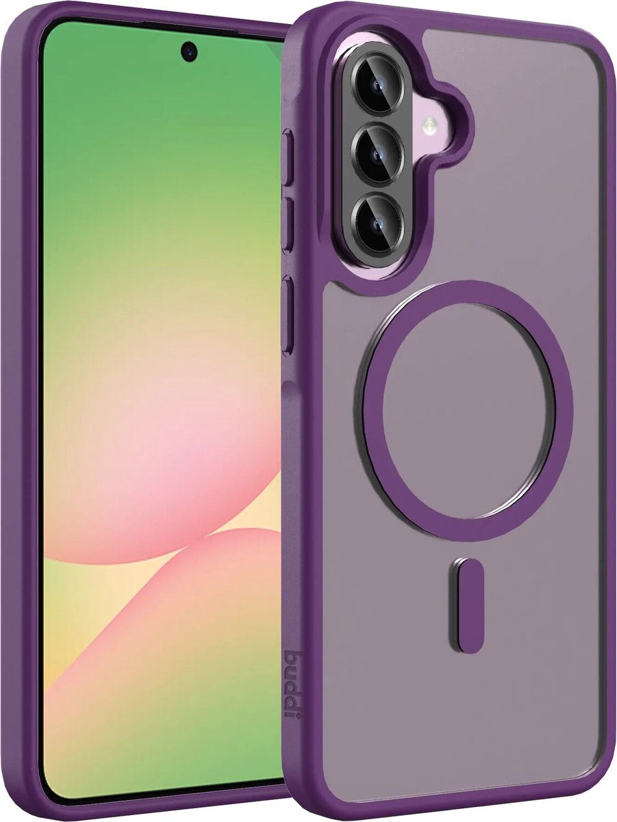 Buddi Frost Hoesje Geschikt voor Samsung Galaxy A37 / A56 / A36 - Mat Paars - MagSafe Back Cover - Matchende kleur - Shockproof - Slank