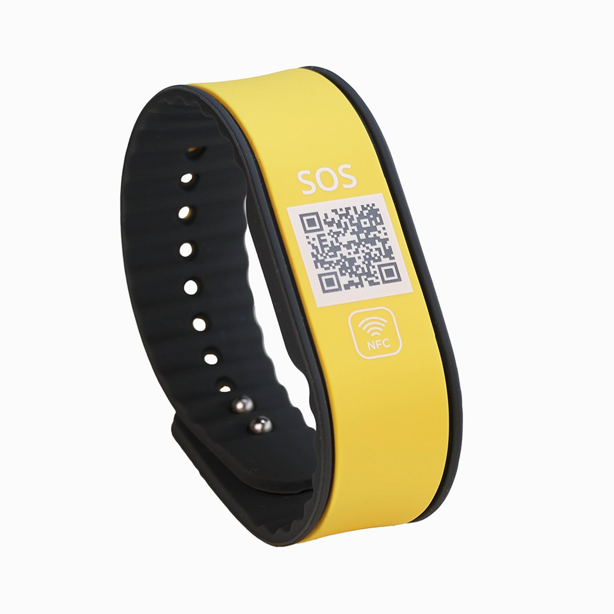 DynaTag SOS Armband Medische Armband met QR-code en NFC - Siliconen Geel - Volwassenen en Kinderen