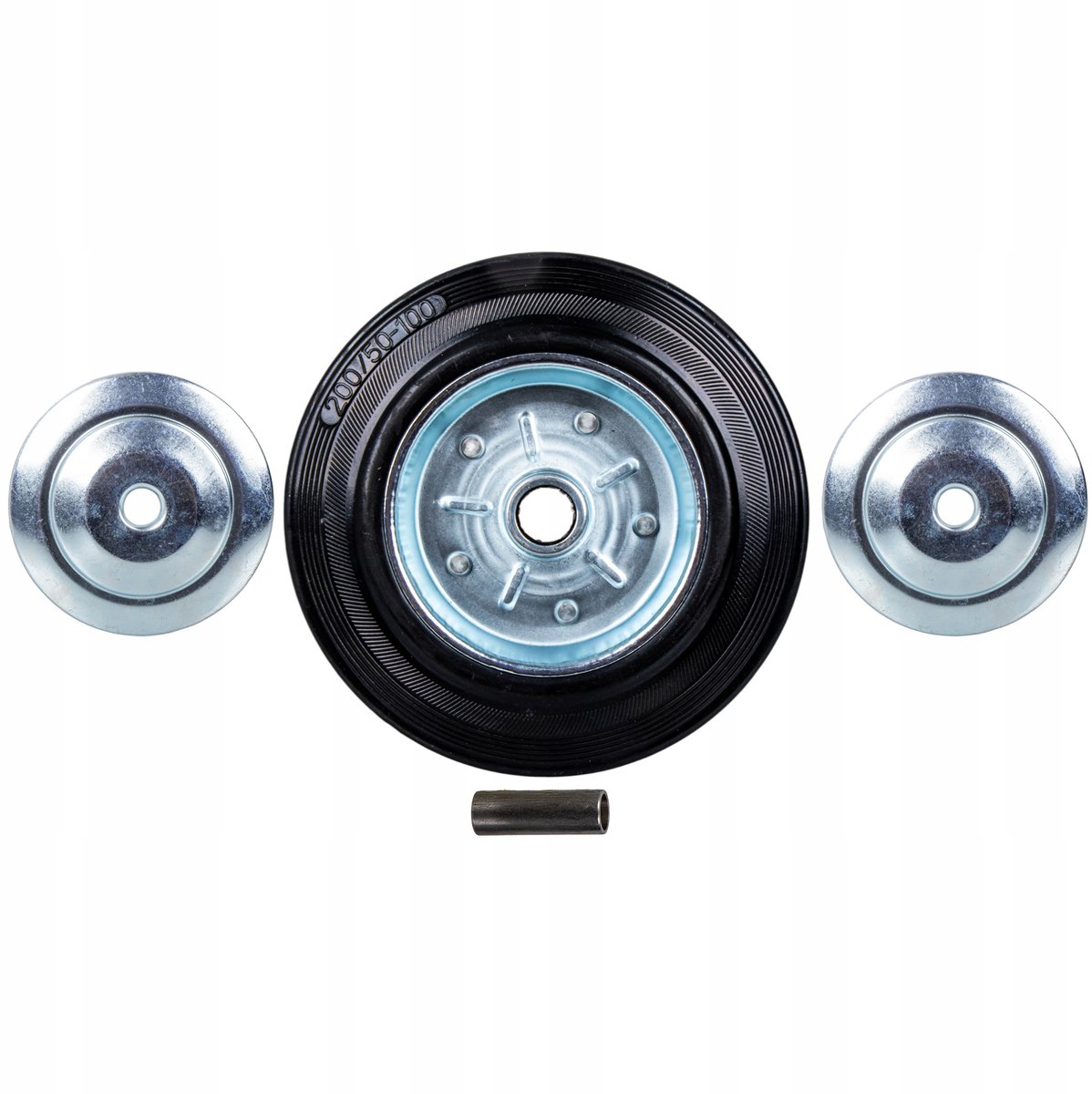 200mm Volledig Rubber Wiel met Stalen Velg en Huls - Merkloos
