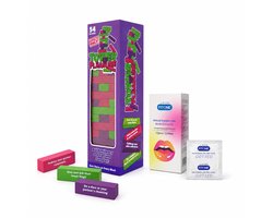 seks spelletjes voor koppels – erotische spelletjes voor koppels – spelletjes voor volwassenen – 54 houten blokken + 12 stuks condooms met noppen –Tower of Pleasure + FITONE®