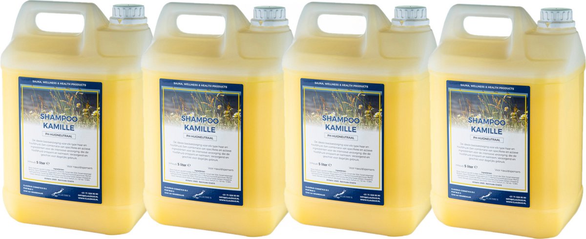 Claudius Shampoo Kamille - 5 liter - set van 4 stuks - Navulling - Voordeelverpakking - Haarverzorging