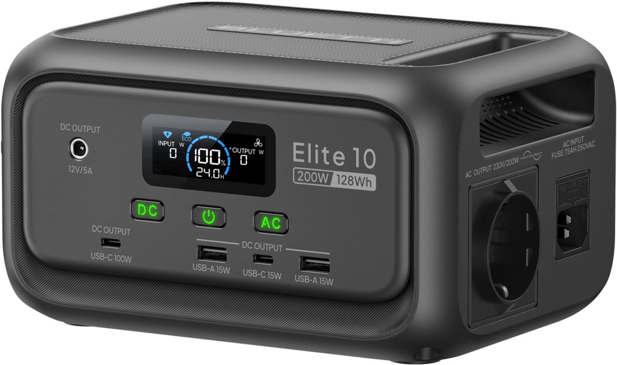 BLUETTI Elite 10 - 128Wh- Duurzame energie - 200W - Powerstation - LFP Draagbare Accu - voor Camping - Camper - Thuis Noodstroom