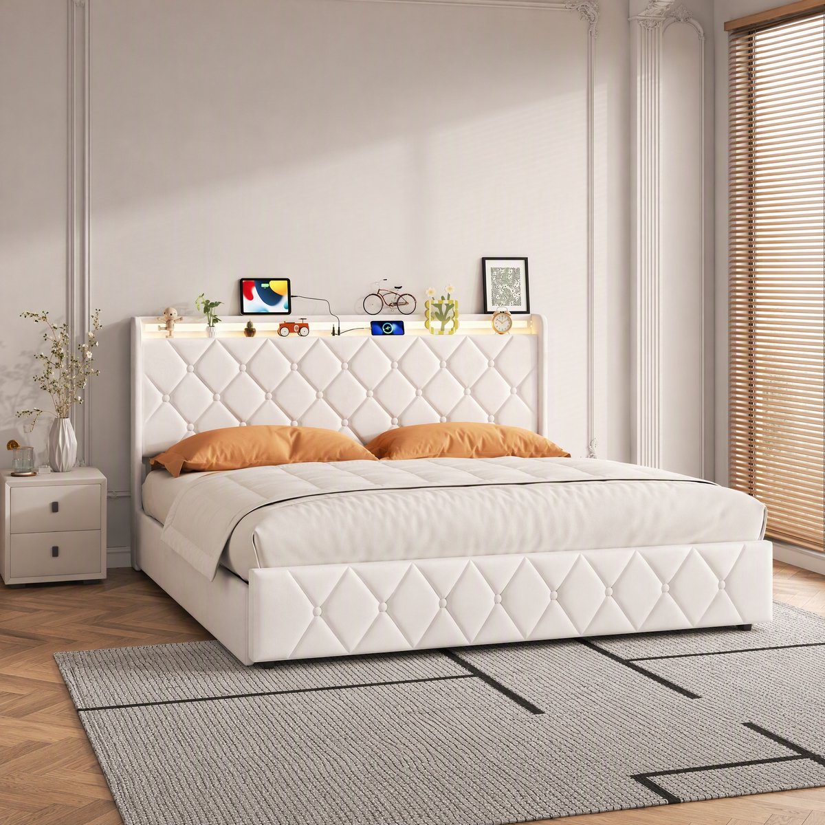 Gipfel Deutschland Fluwelen Opbergbed 140x200 cm met LED Verlichting - Gipfel Deutschland - €199,99