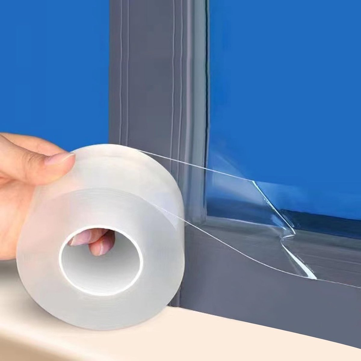 Zelfklevende Sealing Tape voor Deuren en Ramen - Transparante Waterdichte Isolatietape van 5cmx10m, Stofdicht en Windbestendig, Ideaal voor Koude Bescherming en Tochtstopper