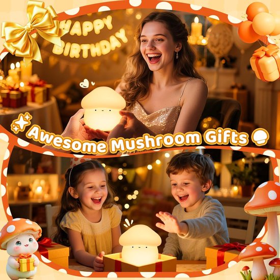 Nachtlamp - Nachtlampjes - Lampje Slaapkamer - Kinder Nachtlampje - Paddenstoel Nachtlamp - Siliconen Bedlampje - Oplaadbaar LED Nachtlicht - Touch Dimbaar - Oplaadbaar Nachtlampje Kinderen & Baby van PZCC — afbeelding 5