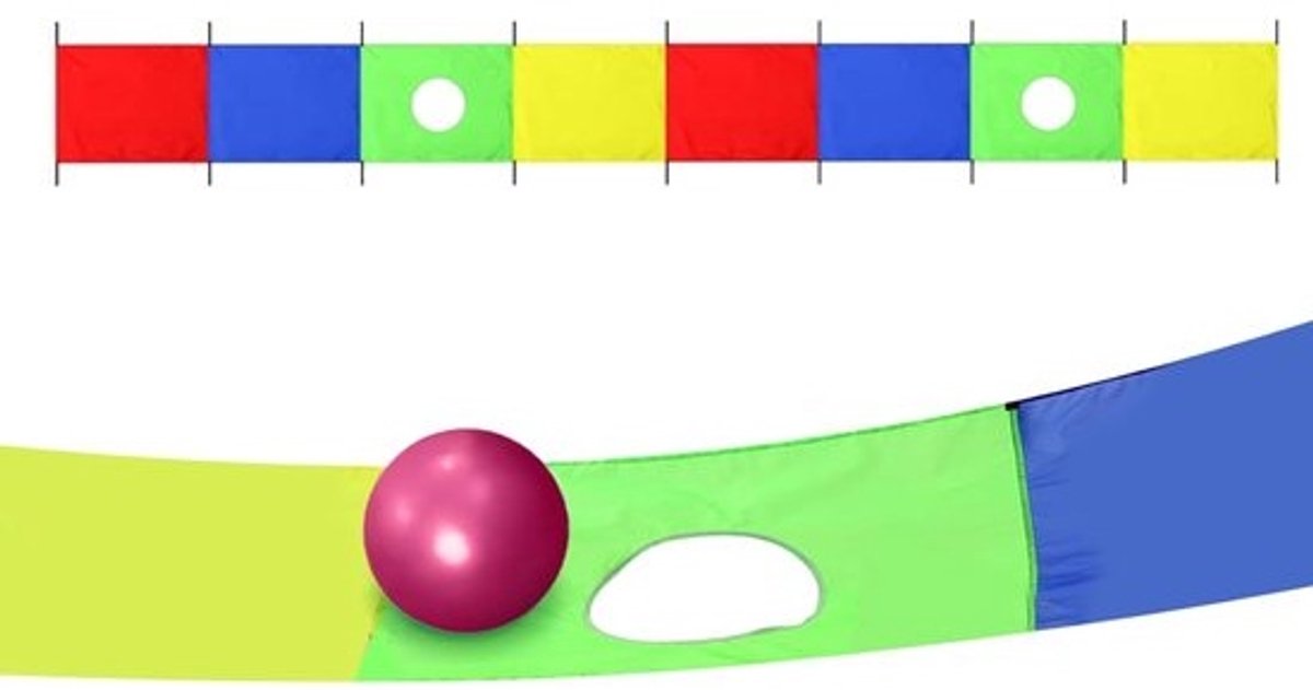 Spelparachute - Gymnastiekspeelgoed - Coöperatief spelen - Duurzame - versterkte handgrepen - 540 x 90 cm - Regenboog