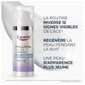 Fles Eucerin Hyaluron-Filler + Longevity nachtcrème, met tekst over huidverjonging.