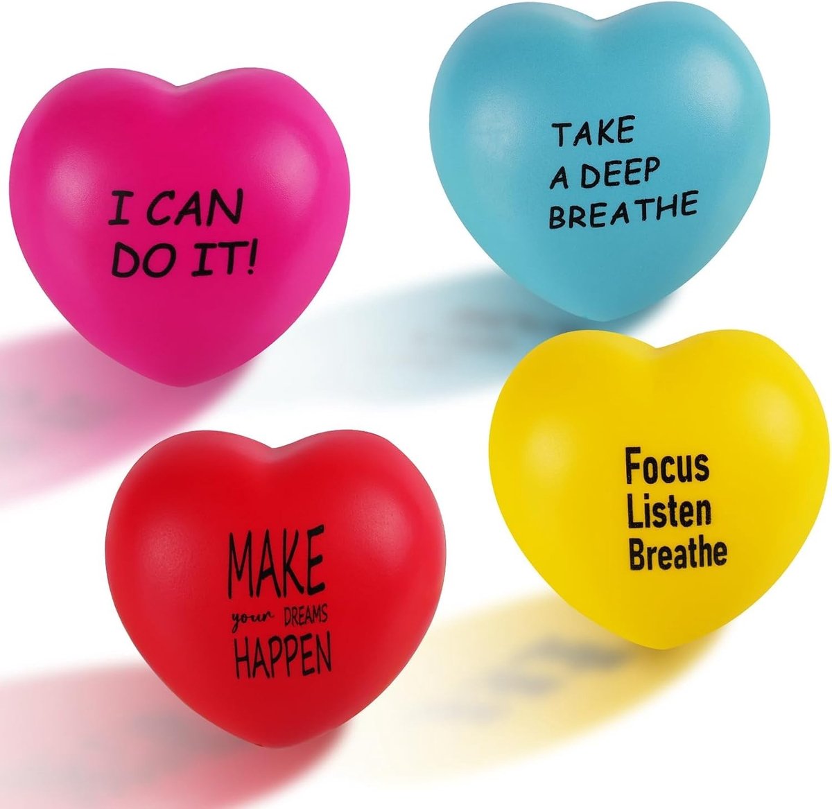 Stressballen in Hartstijl, 4 Stuks Stressballen voor Sensorische Ontspanning, Handoefeningen en Fidget Toys voor Angst en Stressbeheer
