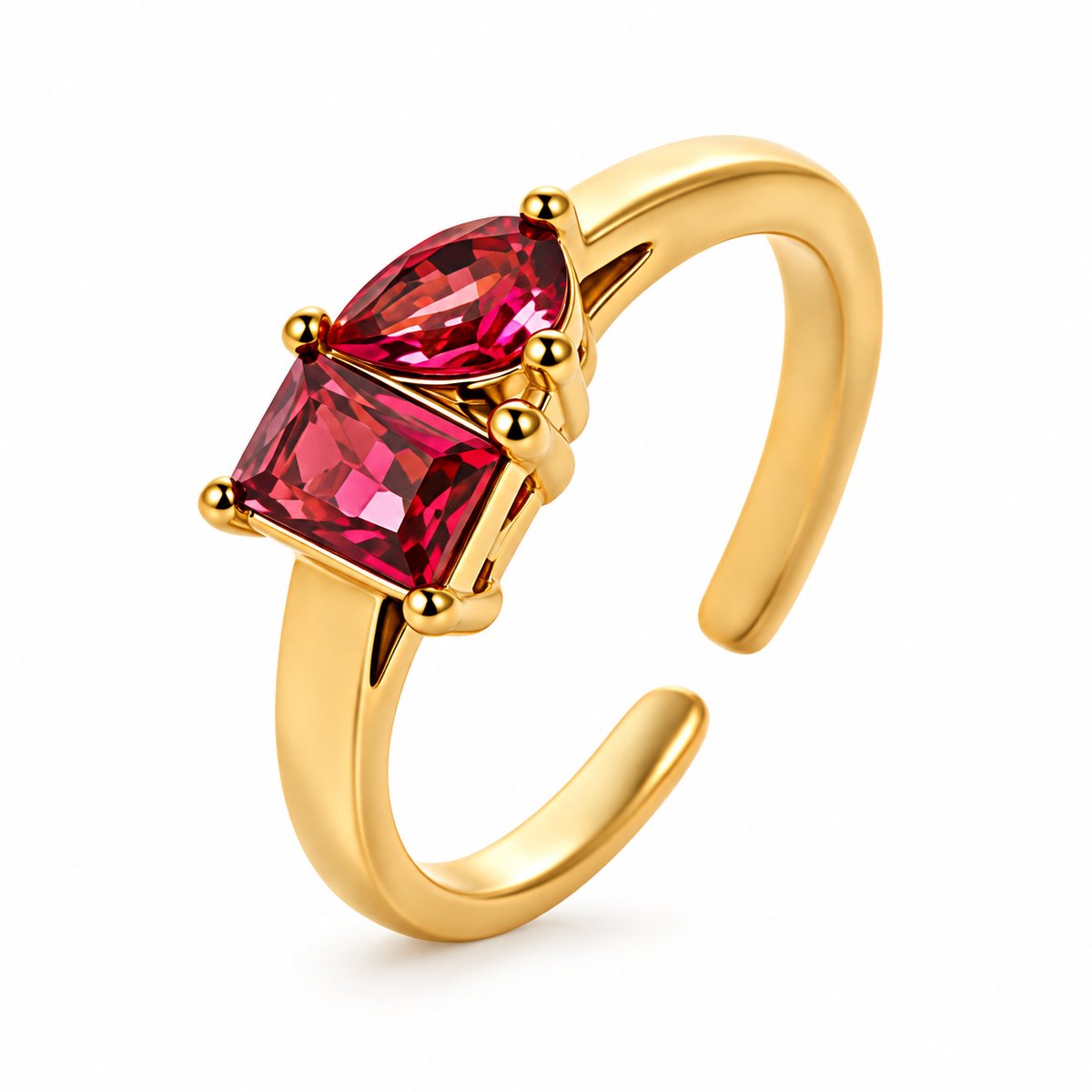 Maevi® Geboortesteen Ring - Maand: Januari - Kleur: Goud - Onesize / Verstelbaar - Hoge Kwaliteit - Roestvrijstaal / RVS / Stainless Steel - Geboorte Sieraden / Kraamcadeau - Kado - Vrouwen / Dames Sieraad - Incl. Luxe Verpakking