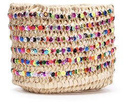 Rotan mand - met pailletten - hangemaakt