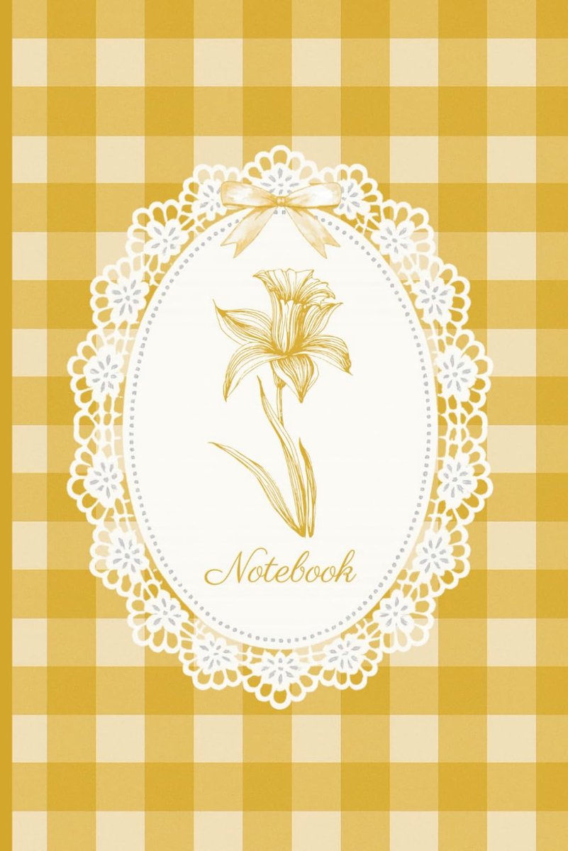 Rustic Lace Floral Notebook – Mustard Yellow Lily Edition.: 6x9 Dotted Journal, 102 Pages, Vintage Botanical Gingham - ShopVlot