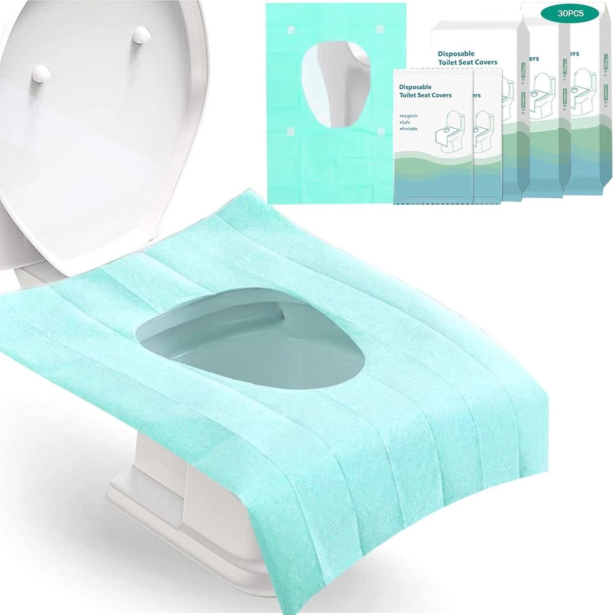 30 Wegwerp Toiletbril Covers 40 x 60 cm - Hygiënische Toilet Pads voor Kinderen en Volwassenen, Ideaal voor Reizen en Openbare Toiletten
