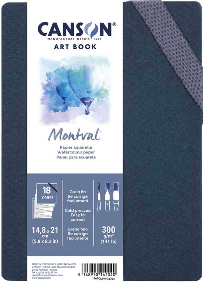 CANSON schetsboek ART BOOK Montval accordeon, 148×210 mm, 300 g/m², zwarte hardcover