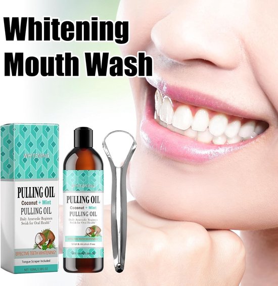 100 ml mondspoeling met kokosolie voor frisse adem, gezonder tandvlees en optimale tandverzorging, inclusief tongschraper — afbeelding 4