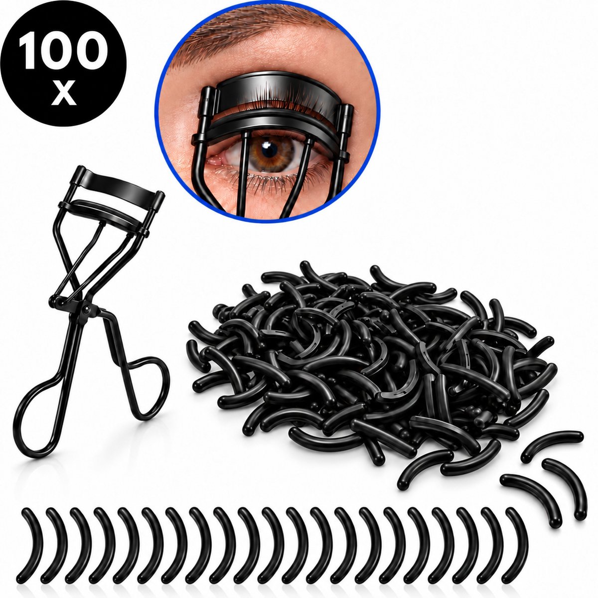 Ultiluxe® Wimperkruller navullingen - 100 stuks - Voor gekrulde wimpers - Rubberen vervanging voor wimpertang - Voor langdurige krul - Vervang pads voor wimperkrultang - Wimper vullingen - Zwart