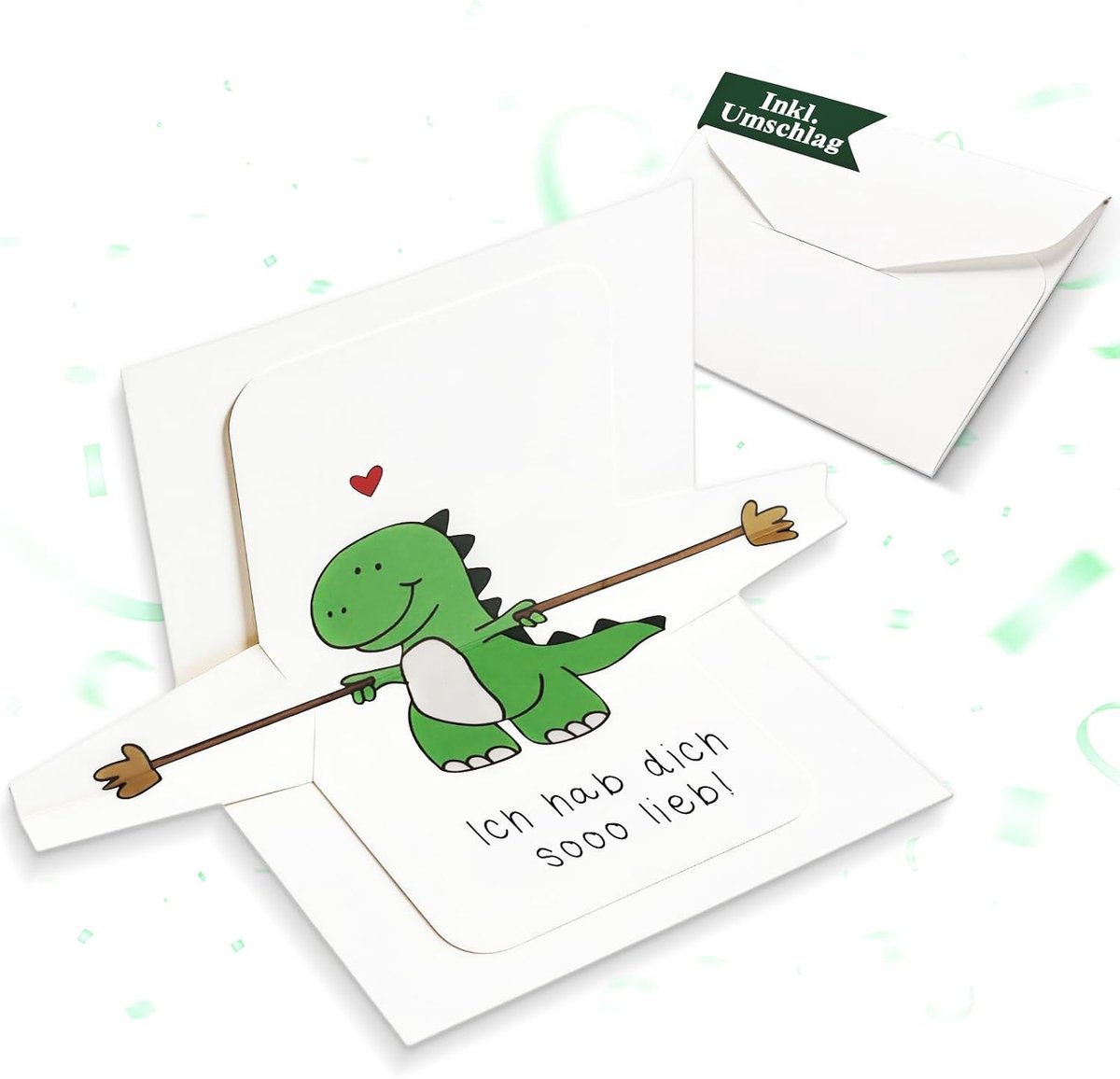 Pop-up kaart liefde - omhelzingskaart dinosaurus - Valentijnsdagkaart voor je partner - Luxento