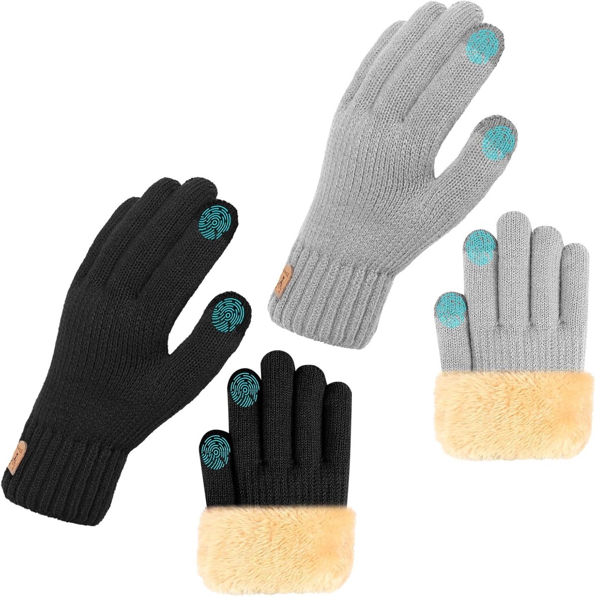Warme Winterhandschoenen 2 Paar - Fleece & Touchscreen Geschikt