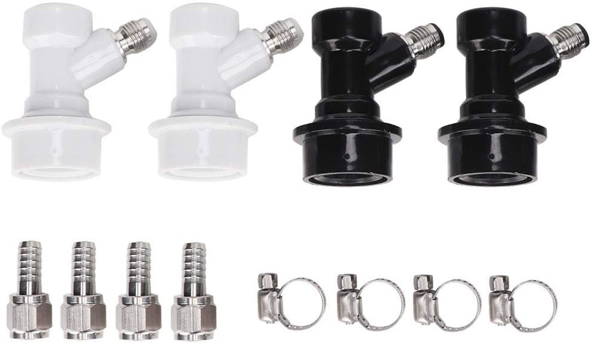4pcs Threaded Ball Lock Fixtures with Hose Clamps Plastic Connector with Adapter Clamp Reusable Packaging - ShopVlot