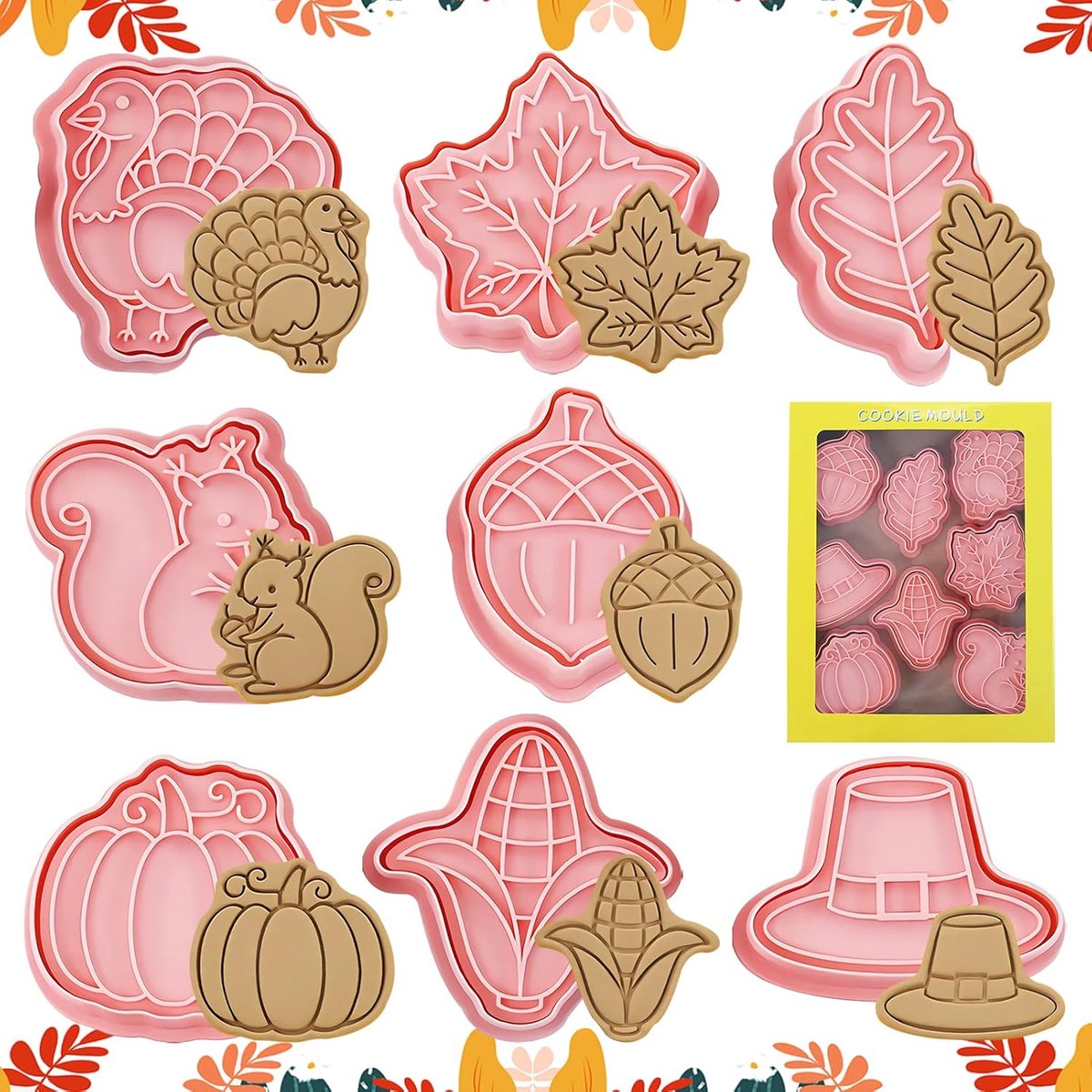 Thanksgiving Cookie Cutters Set, 8 Pieces Autumn Cookie Cutters, Kids Cookie Cutters, Thanksgiving Set, Harvest Party - ShopVlot