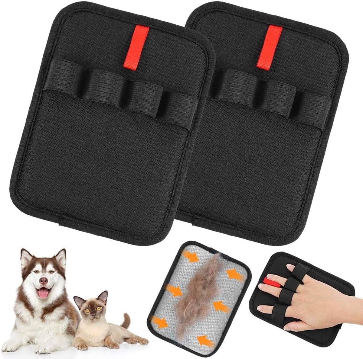 Haarverwijderhandschoenen voor Huisdieren - 2 Stuks Wasbare Anti-Statische Handschoenen voor Honden en Katten, Effectieve Verwijdering van Dierenharen van Kleding en Meubels