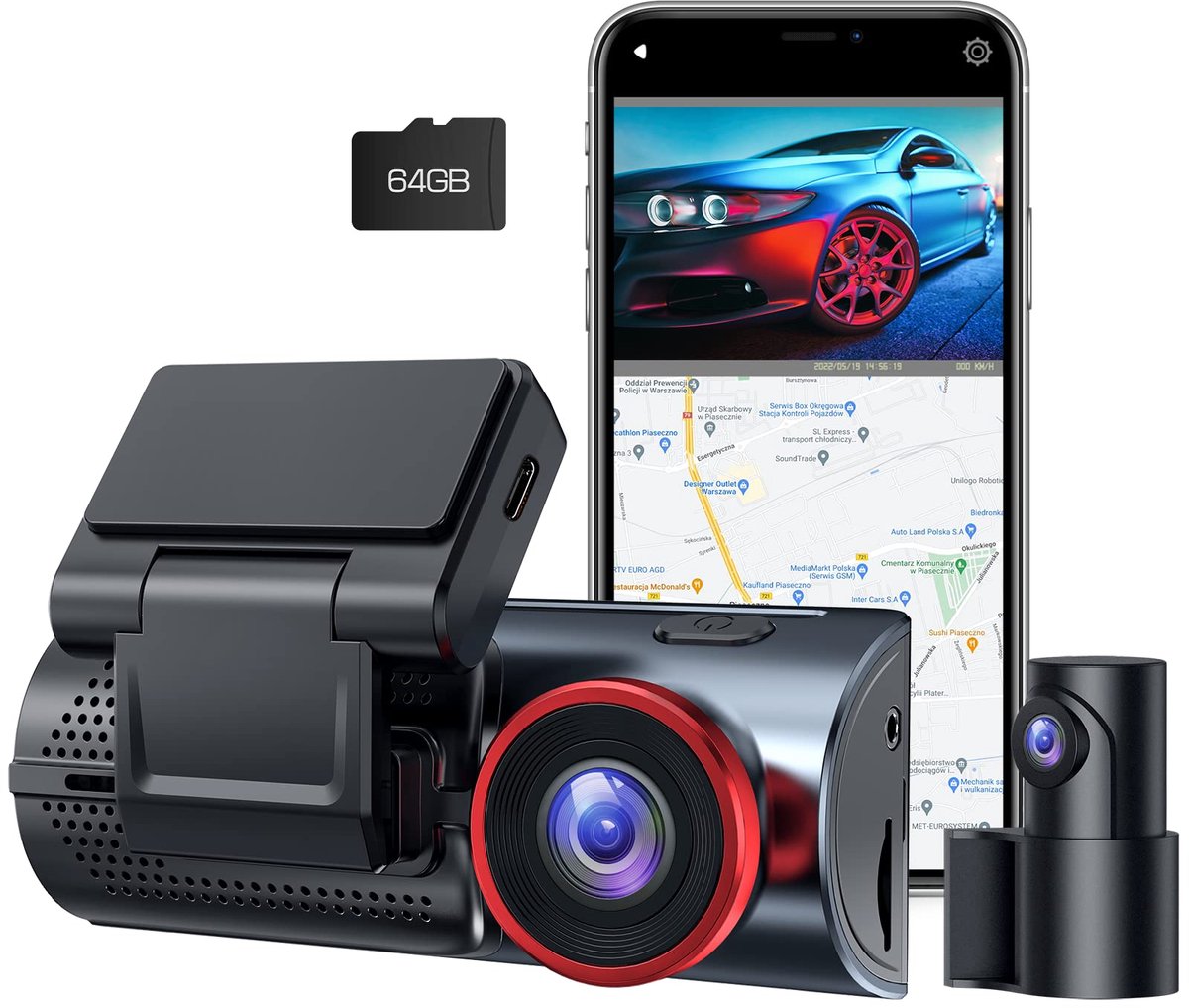 Dashcam voor de auto 4K + 1080P - dual autocamera met wifi - GPS, nachtzicht, 24/7 bewaking - ShopVlot