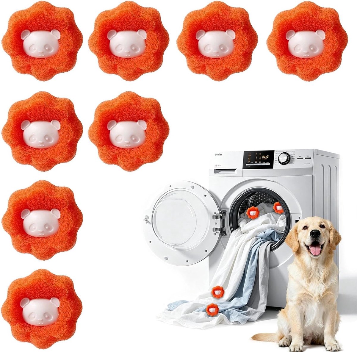 DINGFENG 8 dierenhaarverwijderaars wasmachine pluisverwijderaar wasballen - ShopVlot