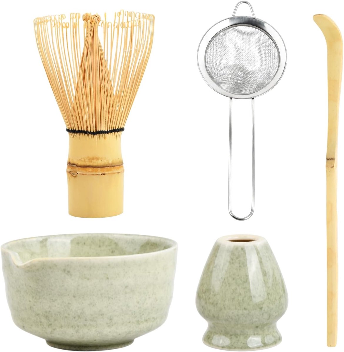 5-in-1 Matcha Kit Accessories for Ceremony, Tea, Matcha Japanese Ceremony Matcha with Matcha Bowl, Natural Bamboo - ShopVlot