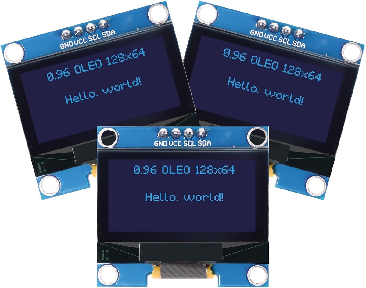0.96 inch OLED Display Module RUIZHI 3 Pieces 0.96 Inch OLED Display I2C SSD Chip 128 x 64 Pixels I2C Screen Display - ShopVlot