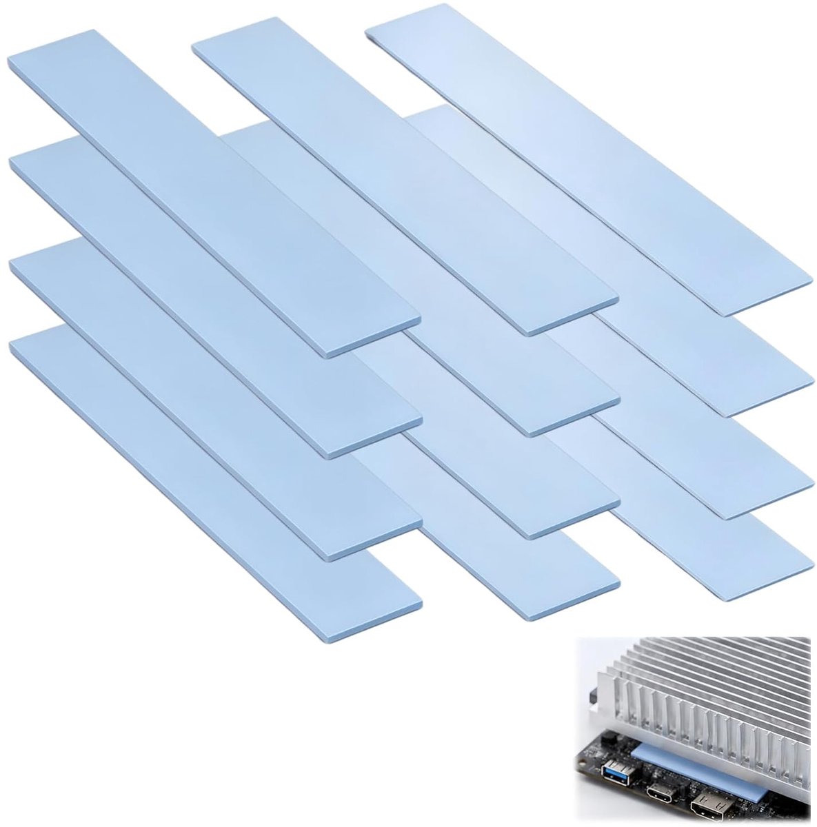 Set van 12 thermische pads, 3 lagen, siliconen, blauw, 3,6 W/mK, 120 x 20 mm, pc-koellichaam - ShopVlot