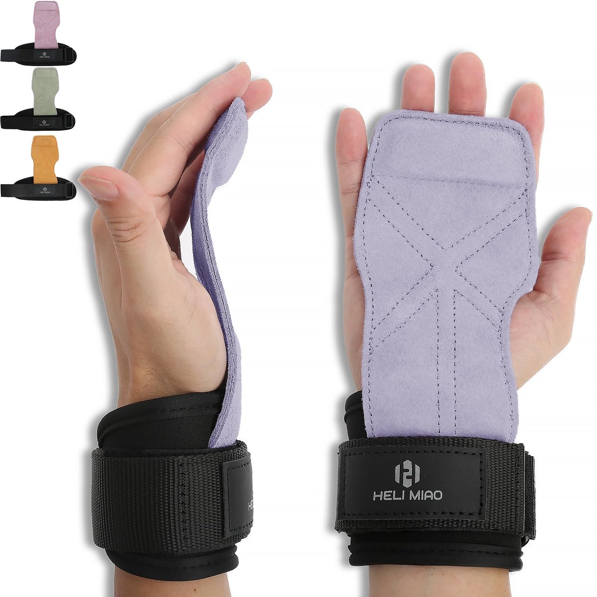 Lifting straps leren snelsluiting - lichtpaars - professionele grip - ideaal voor krachttraining - ShopVlot
