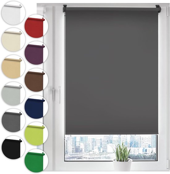 Verduisterend rolgordijn Klemmfix zonder boren 70cm x 130cm grijs Klemmfix rolgordijnen met zijkoord voor ramen en deuren klemrolgordijn zonwering ondoorzichtig verduistering Easyfix