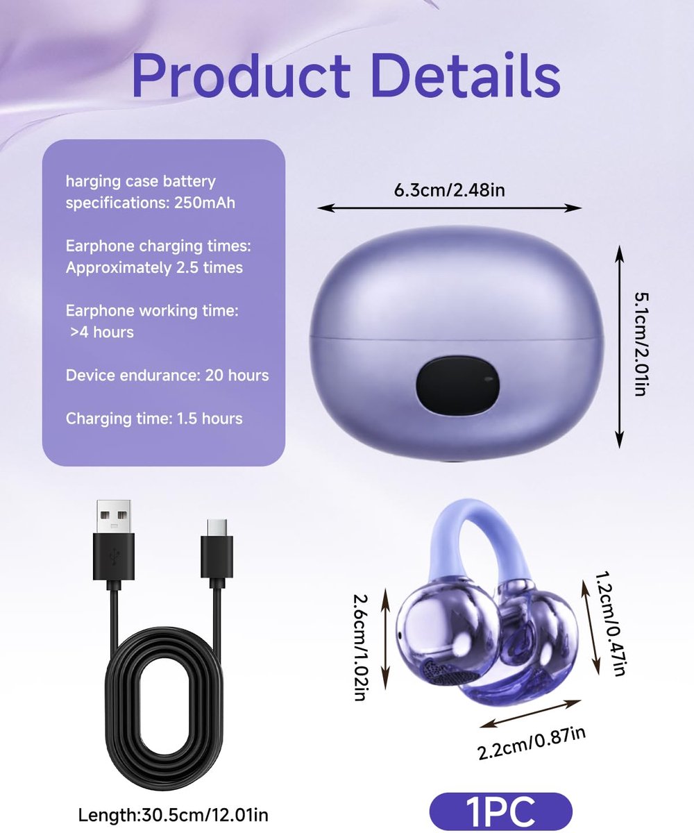 Draadloze Bluetooth-hoofdtelefoon - open ear - 60 uur speeltijd - ENC ruisonderdrukking - ShopVlot