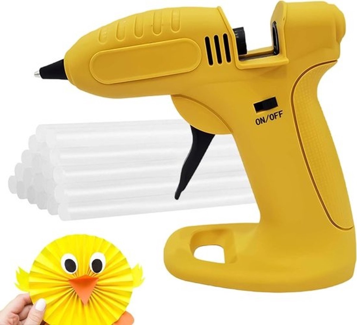 Lijmpistool - Kit - Draadloze - Lijmpen - Hobby- en decoratie - Oplaadbaar - Antidruppel - 30 lijmsticks - Geel