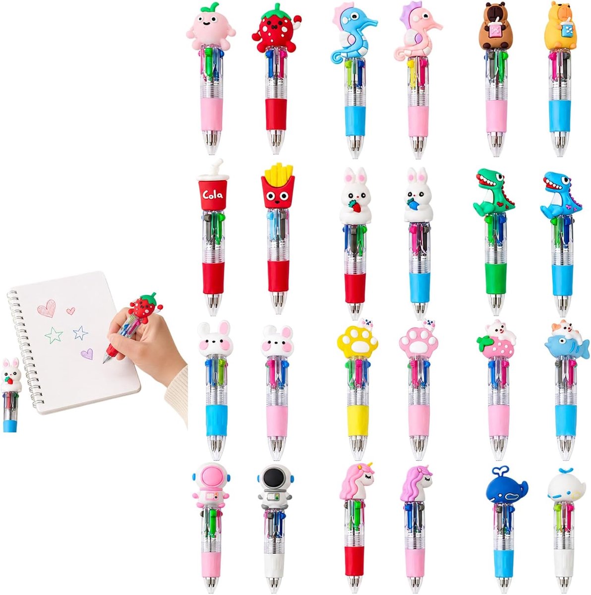 4-in-1 pennen 0,7 mm - meerkleurig - intrekbare balpennen - ideaal voor school en kantoor - ShopVlot